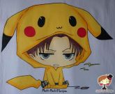 Levi vestido de Pikachu